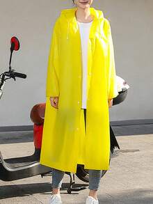 Full Coverage EVA Raincoat, Portable Outdoor Raincoat, Front Button Design, Windproof, With Hood And Drawstring, Reusable, Suitable For Hiking, Cycling, Outdoor Activities And Daily Use, Hiking Rain Gear - Multicolor - View 5