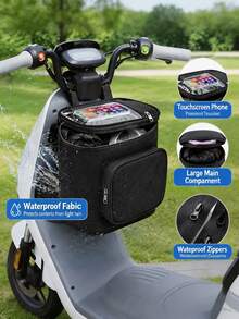 Tas Penyimpanan Motor Anti Air Hitam Putih dengan Tali Bahu yang Dapat Diatur, Kantong Depan Kapasitas Besar yang Tahan Lama, Tas Penyimpanan Motor dan Tas Sadel Sepeda Listrik, Cocok untuk Perjalanan dan Berkomuter, Hadiah Ideal untuk Pengendara, Penting untuk Kenyamanan Berkendara - A - View 2
