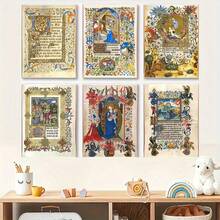 6pcs Medieval Manuscript Art Decorative Painting, Wall Art Canvas Print, Living Room Home Decoration Painting Without Frame - Cartoon - View 7