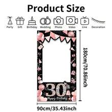 AFYPRTY 1pc Black & Pink Diamond Birthday Photo Booth Backdrop Frame Wall, Polyester Fabric, Birthday Party Selfie Photo Prop Decoration, Suitable For 18, 21, 30, 40, 50, 60, 70, 80, 90th Birthday Party Decor - Rose Gold - View 5