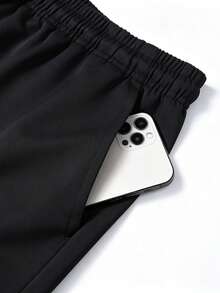 Men's Fashion Minimalist Long Sleeve T-Shirt & Cargo Wide Leg Pants 2-Piece Casual Set - Black - View 11
