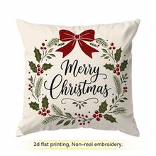 4pcs/1pc Christmas Blessing Pattern Pillow Case Without Insert, Single-Sided Printed Pillow Case, Suitable For Living Room Bedroom Home Decor, All-Season Pillow Case - Multicolor - View 12