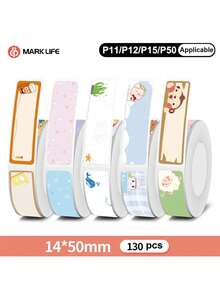 Marklife 1 Rol 0,55x1,97 Inci (14*50mm) 130 Lembar Kertas Label Termal, Tahan Air, Kertas Premium - Sempurna Untuk Mengatur dan Memberi Label, Kompatibel Dengan Printer Tanpa Tinta P11, P12, P15, P50, Untuk Penyimpanan di Rumah dan Label Nama, Catatan Hadiah, Dll. - View 2