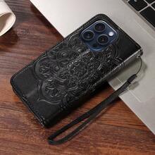 eaacaa 1pc Wallet Phone Case With Sunflower Pattern, Flip Cover, Multiple Card Slots, Coin Pocket, PU Leather, Wrist Strap, Stand, Anti-Demagnetization, Compatible With Apple And Series, Unisex, Essential For Daily Commute/Shopping/Business Trip, Ideal Gift For Friends/Lovers/Family - Black - View 7