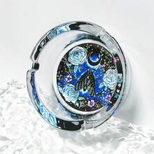 Creative Pattern Glass Ashtray, 3.34 Inch Round Ashtray, Fashionable Home Decor Ashtray, Holiday Gift For Friends - Colorful - View 7