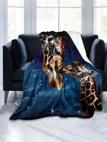 Soft & Comfortable 280gsm Blanket, Animal & Floral Print Pattern, Outdoor Camping Leisure Blanket, Multi-Purpose Blanket For Sofa, Bed And More, Suitable For Home, Picnic, Travel, All Seasons Comfort, Modern Style, Polyester, Machine Washable - Multicolor - View 4