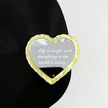 1pc English Heart Mirror Makeup Phone Stand Airbag Telescopic Phone Back Sticker Desktop Movie Watching Stand Portable - Multicolor - View 13