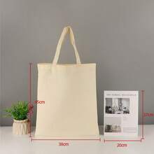 5-PCS Canvas Shoulder Tote Bag, Minimal Plain Shopper Bag For Books, Documents And Daily Essentials - Apricot - View 9