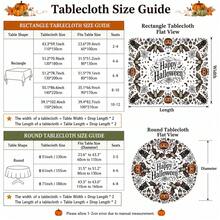 1pc,Vintage Halloween Tablecloth, Black White Pumpkin Bat Cat Print Polyester Table Cover, Elegant Halloween Dining Table Decor For Kitchen, Party, Family Gathering And Holiday Home Decoration - C - View 2