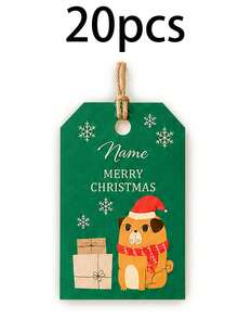 Custom Christmas Gift Tags, Festive Personalized Name Gift Cards For Holiday Wrapping, Customized Name Present Labels, Customizable Xmas Party Favor Tags, Pet Style, Secret Santa Gift, Stocking Stuffer, Merry Christmas, Christmas Ornaments, Family - Style a - View 9