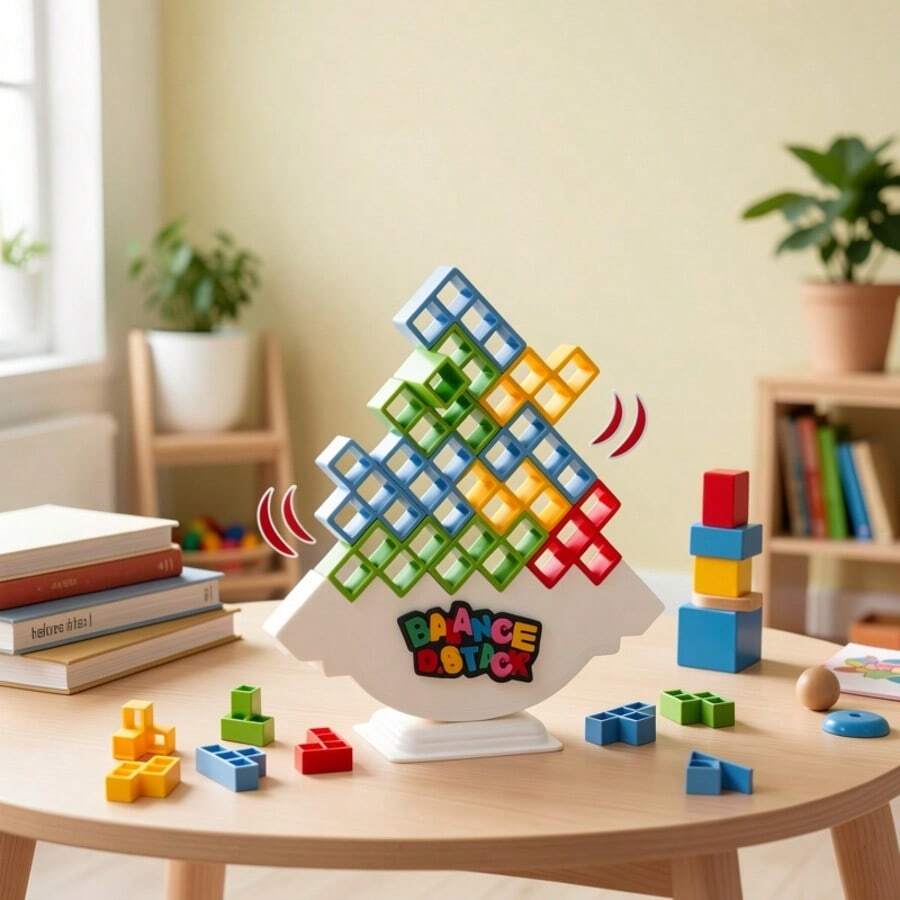 Balance Tower Game - Fun Stacking Desktop Version | Perfect For Family Game Night And Teen Parties. Tabletop Game. Teen Holiday. Christmas Vacation Gift. Travel Entertainment And Puzzle Game - Multicolor - View 1