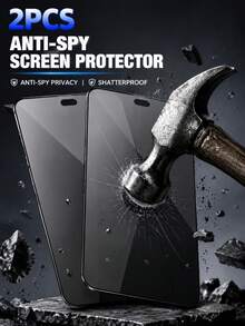 2pcs Privacy Anti-Peeping Tempered Glass Screen Protector, Privacy Protection, Phone Tempered Glass Film, Full Screen Coverage, Anti-Fall Anti-Scratch, Easy Installation, Compatible With IPhone 18ProMax/17 Pro Max/17 Air/16E/16 Pro Max/16 Pro/16 Plus/16/15 Pro Max/14 Pro Max/13 Mini/12/11/XS Max/XR/8+/7 Plus Series - 2pcs - View 10