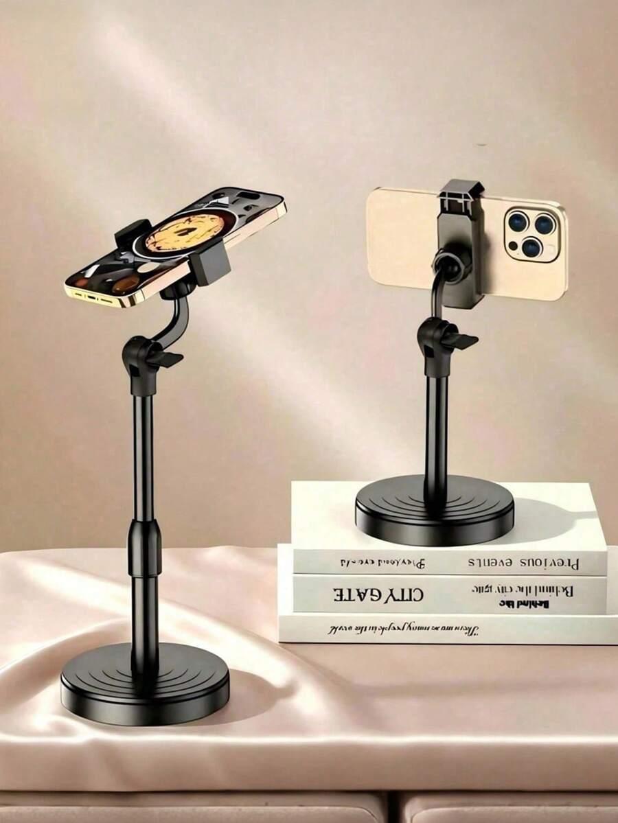 Adjustable Height Rotating Phone Stand Waterproof Abs Desktop Holder Suitable For All Models Used For Live Streaming Photography Video Recording For Office Room Decor Home Bedroom Back To School Dormitory Holiday Vacation Travel Essentials