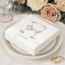 20/50/100pcs Personalized Cocktail Napkins, 3-Ply Custom Rehearsal Dinner Napkins For Table Decorations, Disposable Beverage Dessert Napkins For Party, Wedding, Anniversary, Engagement , Bachelorette , Bachelor , Bar, Custom Event Napkins - White - View 6