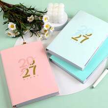 Sổ lịch tiếng Anh 2027 bìa cứng da nhân tạo, kèm 5 nhãn dán, bố cục theo tháng và Chủ nhật, nhật ký lịch mới: theo dõi tự kỷ luật, quản lý thời gian, phù hợp dùng cho văn phòng - Freestyle - Xem 5