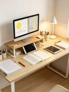 1pc Desktop Computer Monitor Stand Riser, Back To School Essential, Monitor Stand, Desktop Computer Monitor Stand, Office Desk Storage Organizer, Desktop Accessory - Multicolor - View 5