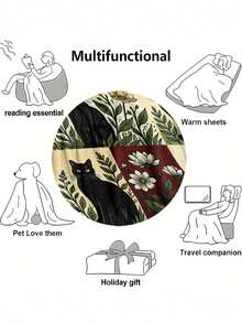 Soft And Comfortable 280gsm Blanket, Animal And Floral Print Pattern, Outdoor Camping Leisure Blanket, Multi-Purpose Blanket For Sofa, Bed And More, Suitable For Home, Picnic, Travel, All Seasons Comfort, Modern Style, Polyester, Machine Washable - Multicolor - View 6