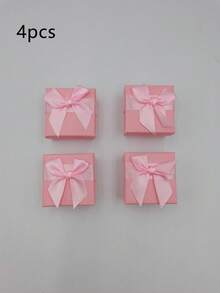 Elegant Bow Decor Square Jewelry Box, Portable Mini Gift Packaging Box, Suitable For Rings, Earrings, Small Jewelry, Wedding Favors Gift Box - Multicolor - View 14