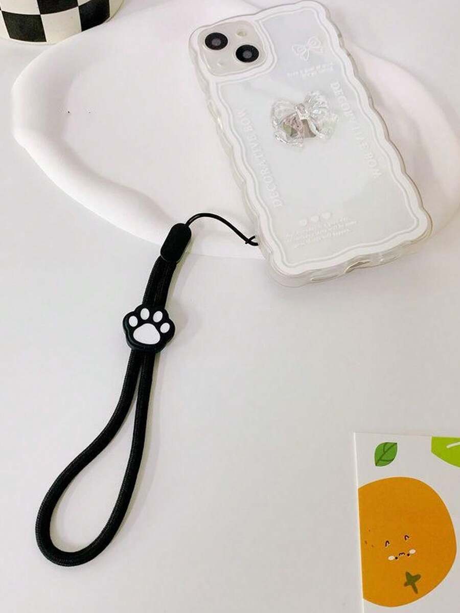 1件裝黑色貓爪可調節手機掛繩腕帶 - 黑色 - 查看 1