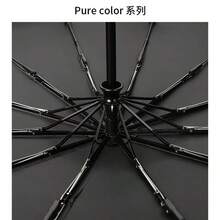 1pc Reinforced Frame Windproof Black Coated UV-Resistant Double Layer Folding Large Umbrella, Outdoor Travel Daily Use, Unisex, High Quality Popular Style - As Shown In the Figure - View 6