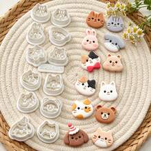 13Pcs Cute Animal Head Polymer Clay Cutters, Cat Rabbit Bear Dog Pattern Clay Molds, DIY Handmade Earring Pendant Jewelry Craft Tools - 13pcs - View 6