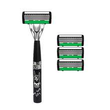 Retro Manual Razor Set | 6-Layer Blades, Interchangeable Heads, Ergonomic Handle, Refillable Design For Smooth Shaving Precision - Perfect Father's Day And Birthday Gift - Multicolor - View 14