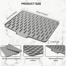 1PC Silicone Kitchen Drain Mat With Built In Drainage Easy Clean For Countertops Sinks Refrigerators Home Accessory Tool - Grey - View 6