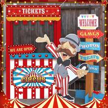 2D Flat Photo Booth Prop 1pc, Carnival Circus Theme, Party Decoration Carnival Photo Booth Prop, Hollow Movie Ticket And Striped Decorative Background, Suitable For Halloween Birthday Game Supplies - A - View 4