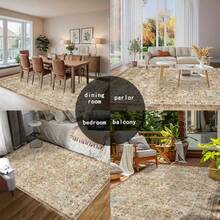 1PC Bohemian Style Yellow & Brown Geometric Outdoor Rug, Soft Durable Absorbent Polyester Fiber Carpet, Suitable For Patio Living Room Dining Area, Non-Slip Machine Washable Design, Suitable For Indoor And Outdoor Use - 3 - View 6