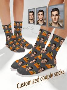 1 Pair Customized Face Pattern Socks, Personalized Photo Socks, Custom Printed Socks, Funny Face Socks, Custom Pattern Socks, Print Any Face Pattern On Socks, Anniversary Gift, Halloween Gift, Unique Birthday Gift, Personalized Collectible - Multicolor - View 10