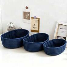 XqYBB Handwoven Rope Oval Storage Basket, Small Hanging Woven Basket, Suitable For Living Room, Bedroom, Game Room, Can Store Snacks, DIY Rope Basket, Holiday Decor, Gifts, Toys, Back To School Season - White (Fringe) - View 23