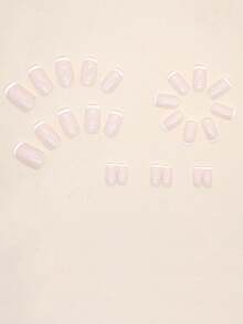 24pcs Pink French Manicure Nail Stickers, Includes Jelly Gel And Fixing Strips Nails Nail Supplies - Multicolor - View 2