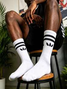 2/5/7/10/20 Pasang Kaos Kaki Unisex Musim Semi/Panas Minimalis Warna Polos Garis Ganda Setengah Betis, Nyaman dan Bernapas, Pas di Badan, Warna Hitam & Putih Klasik - Hitam dan Putih - View 2