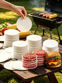1000pcs Hamburger Patty Paper, Oil-Absorbent Paper For Baking And Grilling, Non-Stick Paper, Suitable For Separating Hamburger Patties, Cookies, Pies, Mousse 100/500/1000pcs - Multicolor - View 2