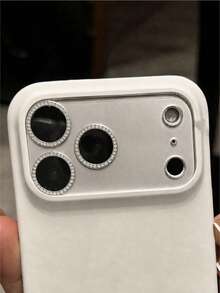 CASECOPS 1pc Rivet Matte Camera Lens Protector Film For IPhone 18 Pro/18 Pro Max/17 Pro Max/17 Pro, Metal Tempered Glass Lens Film, Fashionable Phone Accessory, Silver - Red Cherry - View 5
