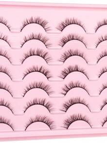 14 Pairs Natural Eye Faux Mink Eyelashes | Soft Band3D Lightweight Short | Create A Natural Soft Fluffy Effect, Suitable For Everyday Commute, Dates, Brunch,Wedding Guests, Travel And Holiday Makeup. False Eyelashes - View 5