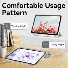 3-Fold Vertical Tablet Protective Case, Gray Transparent Soft TPU Back Shell, Auto Wake/Sleep Cover With Pen Slot, Compatible With IPad 10th Gen A16, 7/8/9th Gen 10.2", Air 11", Mini 6/7, Pro 11 2022, Air 4/5/6/7/8, 2025 New Tablet, Anti-Drop Drawing Office Protective Case - Grey - View 7
