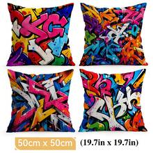 4pcs/1pc Colorful Street Graffiti Pattern Pillow Case Without Insert, Single-Sided Printed Pillow Case, Suitable For Living Room Bedroom Home Decor, All-Season Pillow Case - Multicolor - View 17