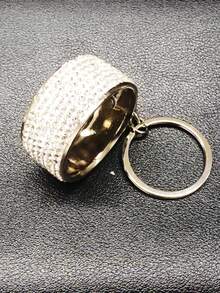 AD 1 pieza Llavero de coche con strass, colgante de llave de coche de aleación de zinc con rueda, accesorio de llave de coche con strass - Blanco - Ver 6