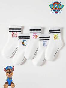 Paw Patrol 1/5/10 أزواج جوارب أطفال باو باترول، تصميم جرو لطيف بخطوط ملونة، جوارب شتوية متوسطة الطول - متعدد الألوان - مشاهدة 18