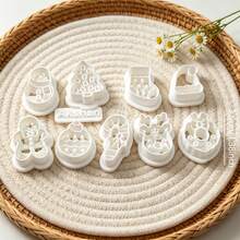 10Pcs Christmas Theme Polymer Clay Cutters, Snowman Reindeer Xmas Tree Pattern Clay Molds, DIY Handmade Earring Pendant Jewelry Craft Tools - 10 Pieces - View 7