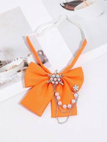 1 chiếc nơ cổ áo sơ mi điều chỉnh được màu hồng đậm/vàng/xanh lá/trắng/cam, trang trí chuỗi ngọc trai bông tuyết - Nhiều màu - Xem 13