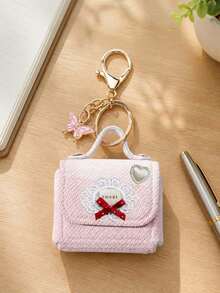 Mini Coin Purse Keychain With Sweet Lace Bow Heart,Butterfly Charm Earbud Pouch Bag,Small Storage Wallet,Bag Pendant,For Change,Earphone,Coin,Lipstick - Multicolor - View 6