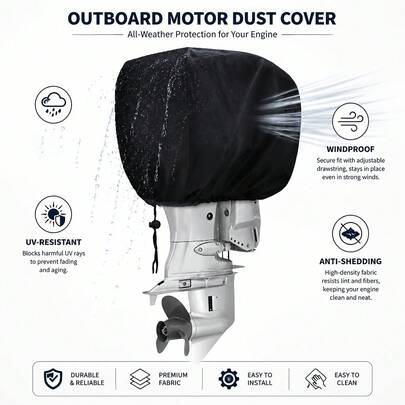 1pc Marine Outboard Engine Cover, Made Of Heavy-Duty 420D Wear-Resistant Oxford Fabric, Suitable For 6-250HP Marine Engines, Provides All-Weather Protection, Suitable For Yachts And Boat Engines