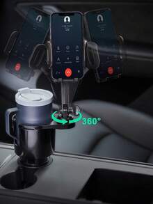 2合1汽車杯架手機支架，可調式底座配長臂，免持 360° 旋轉防滑手機架，適用所有智慧型手機，通用汽車儀表板手機支架 - 彩色 - 查看 5