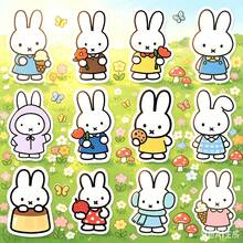 80pcs Fashionable And Cute Miffy Rabbit Waterproof Sticker, Cartoon Rabbit Aesthetic Removable Sticker Suitable For Laptops, Water Bottles, Luggage, Skateboards, Phone Cases, Laptop Decoration, Perfect Birthday Gift, Small Surprise - Multicolor - View 7