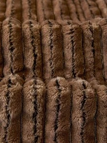 1pc Thickened Plush Striped Sofa Cushion, Machine Washable & Hand Washable, Scratch-Resistant, Pet-Friendly, Soft & Delicate Texture, Furniture Protector Cover For Living Room & Bedroom, Suitable For 1-Seater, 2-Seater, 3-Seater, 4-Seater Sofas - Brown - View 5