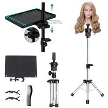 Adjustable Metal Wig Head Stand With Tool Tray, For Braiding And Wig Styling | Mannequin Head Stand With Tool Tray And Travel Bag,For Braiding And Wig Styling, Halloween - View 2