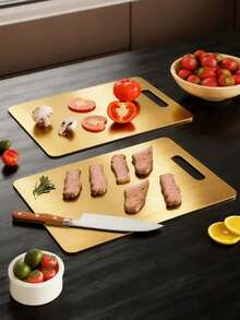 3pcs Titanium Cutting Board, Titanium Kitchen Cutting Board, 304 Stainless Steel Cutting Board, Suitable For Meat, Fruits And Vegetables - Multicolor - View 5