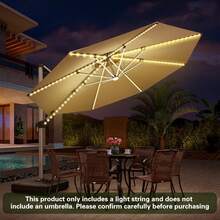 1pc Solar Powered Patio Umbrella Light, 104 LED Umbrella Pole Light With Remote Control, 8 Lighting Modes, LED String Lights, Fairy Lights, Suitable For Camping Tent Garden Party Decoration, Solar Wireless Umbrella Light For Yard Gazebo (Battery Included) - Warm White - View 9